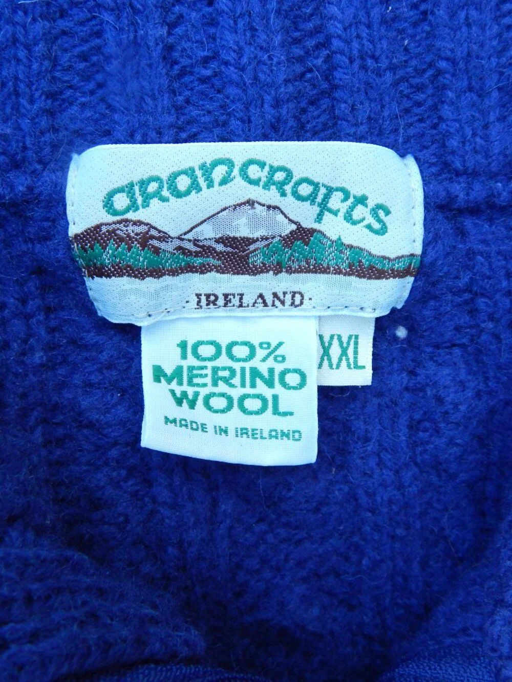 Aran Crafts Ireland 100% Merino Wool Full Zip CARDIGAN Cable Sweater 2XL XXL - Picture 2 of 5